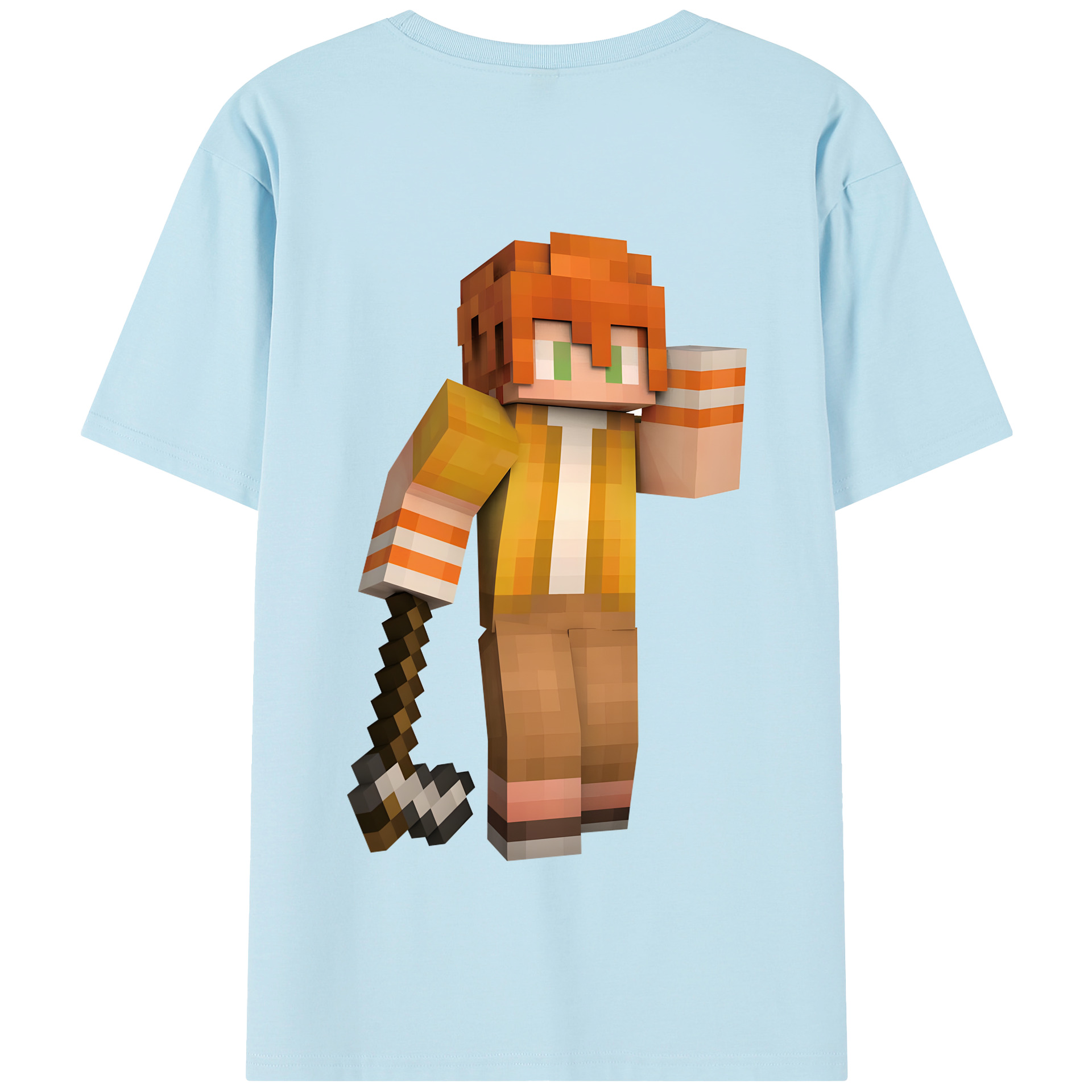 （画像用） マインクラフト ブロックの世界 Minecraft MC Block world 綿100％半袖Tシャツ（背面プリント）